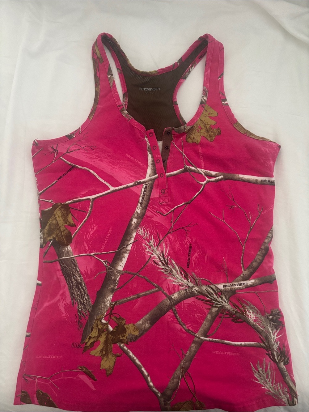 Realtree Hot Pink Camo Henley Racerback Tank